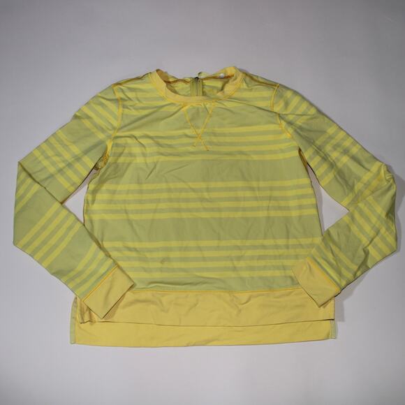 Lululemon Tops - Lululemon Yellow Long Sleeve Striped Top With Quarter Zip Size 8
